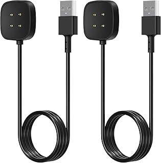2 Pack Charger Cable Compatible with Fitbit Sense/Sense 2 &Versa 4/Versa 3 Smartwatch,USB Charging Cord Stand Replacement for Fitbit Versa 3/4 for Sense/2 Smartwatch Accessories Power Cable(3.3/3.3ft)