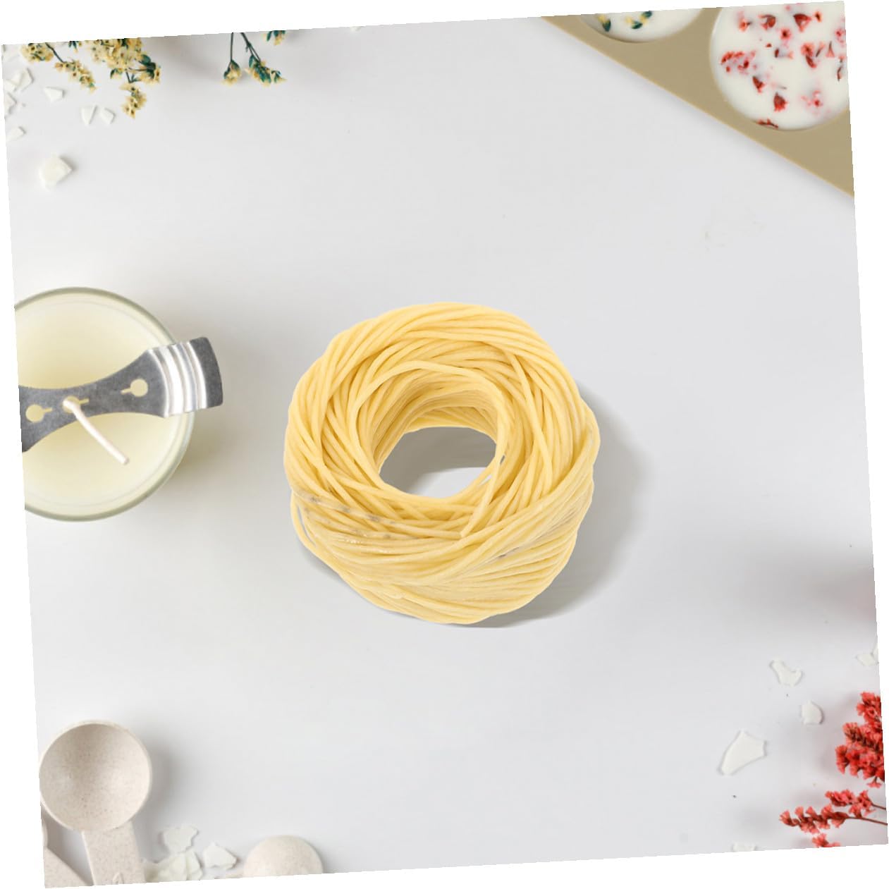2pcs Pre-Waxed Candle Wicks 2mm Light Color Cotton Rope 30m Long DIY Candle Making for Beeswax Paraffin Jar Taper and Large Crafting at Home