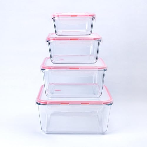 Miniatura 6 de Contenedores de almacenamiento de vidrio extra grandes con tapas, juego de 8 recipientes para el almuerzo, ideales para almacenar alimentos,