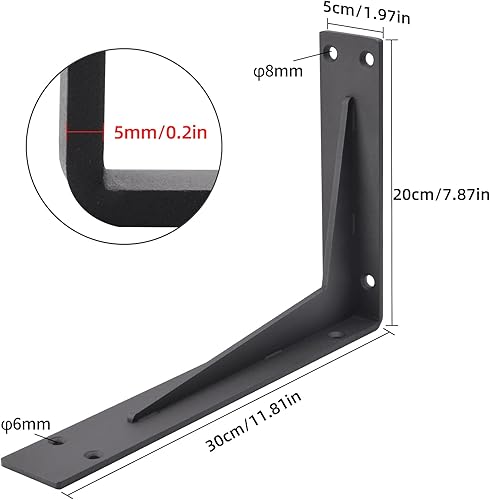 Miniatura 59 de YUMORE Soporte de estante resistente de 6 x 4 x 2 pulgadas, 1/5 pulgadas, soportes sólidos en L de acero inoxidable para encimera, soportes