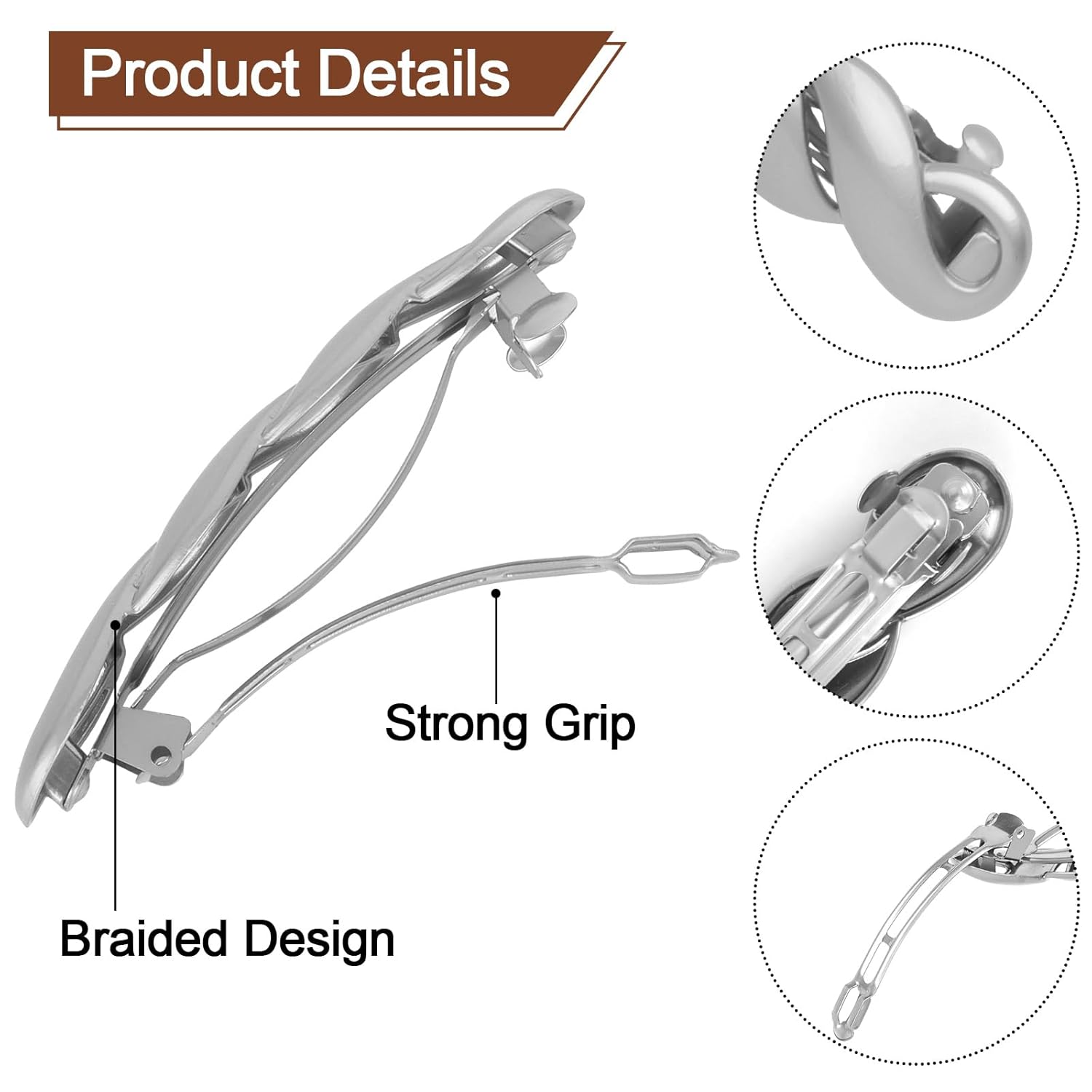 3Pcs French Barrette Hair Clips Barrettes for Thick Hair Metal Hair Clips Hair Barrettes for Women Hair Accessories for Girls Women - Image 3