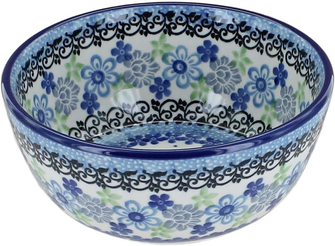 Blue Rose Polish Pottery - Blue Eliza Dessert Bowl - 4.5"Diameter - Perfect Bowl for Desserts, Appetizers, and Snacks