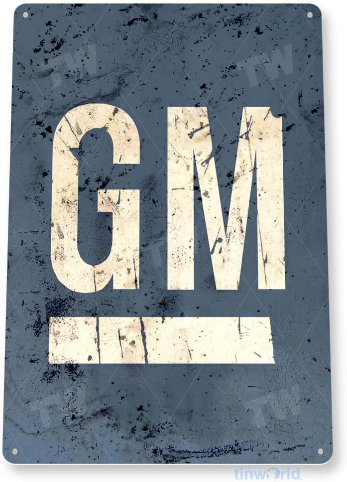 Tinworld GM General Motors Retro Metal Sign | 8x11 Inch Rustic Garage Wall Decor For Auto Shop & Man Cave