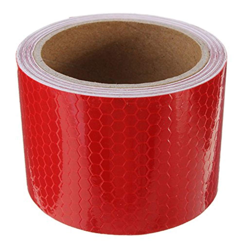 Reemky Red Reflective Warning Tape 5Cm*3M Strong Reflectivity High-Adhesive Bright Color Safety Reminder Tool For Road Transport Facilities Vehicles Ships Fairways Stage Channel(Red)