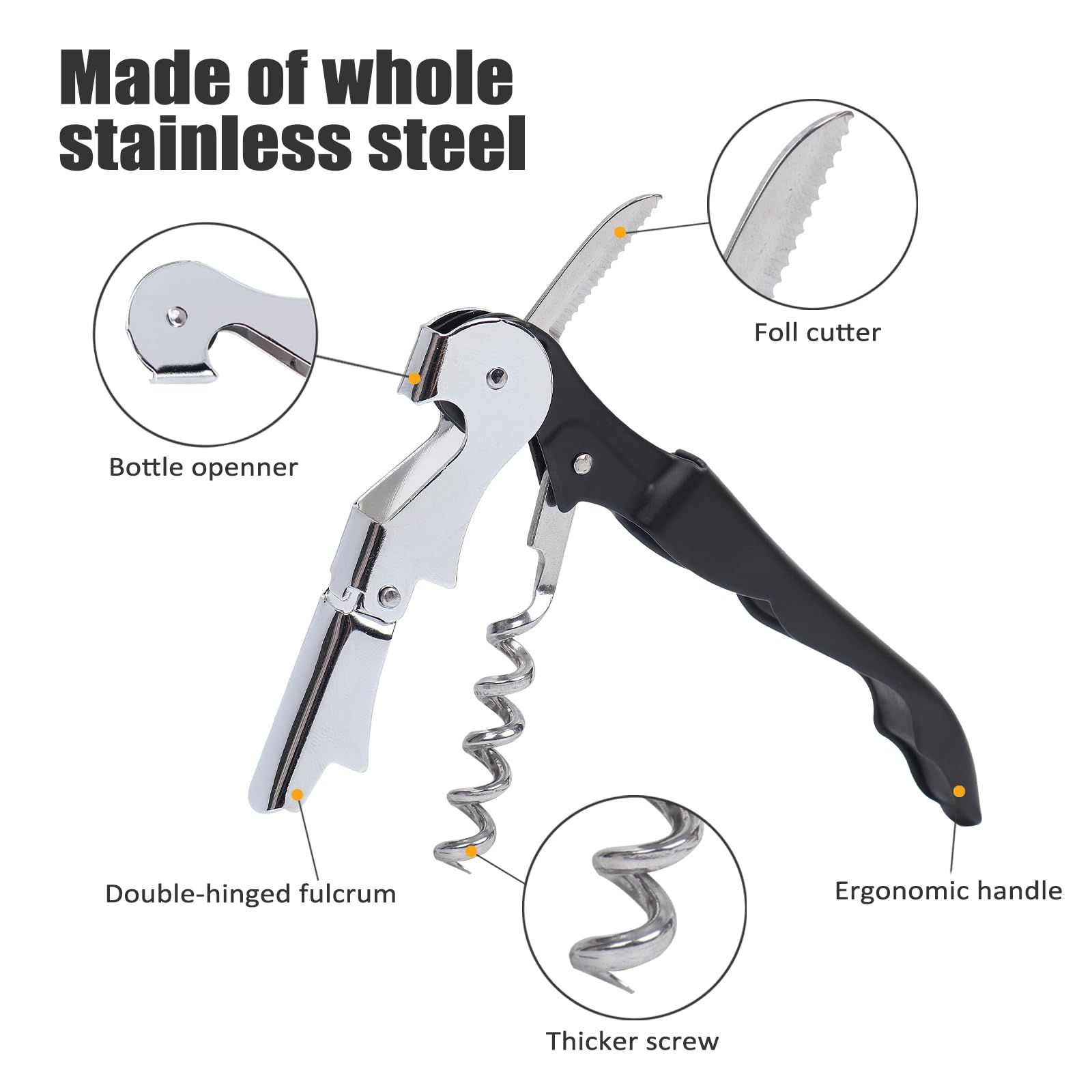 RECUTMS 12 Pack Wine Opener Set - Black -3