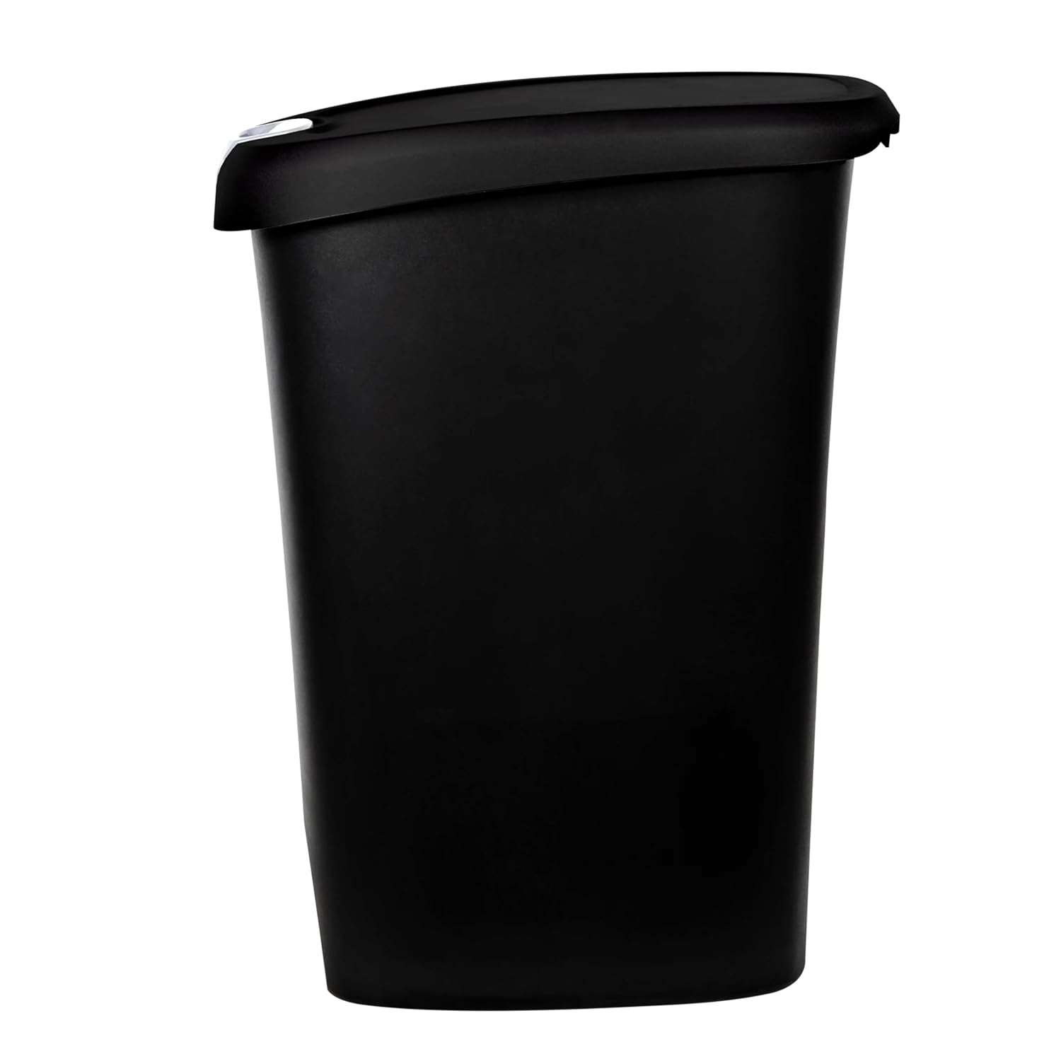 Kitchen Trash Can, 12 Gallon Plastic Slim Step Garbage Bin with Locking Foot Pedal Lid, Black