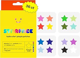 Starface Hydro-Star® Play Pack Pimple Patches, Hydrocolloid, Clinically Proven Spot Shrinking in 6 Hours, Absorb Fluid, Reduce Redness, 16 Fun Colors, Vegan, Cruelty-Free Skincare (36 Count)