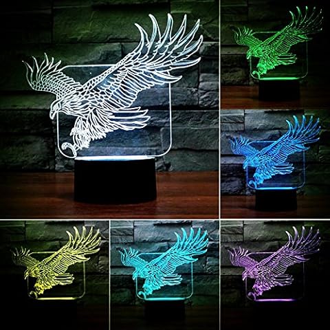SUPERNIUDB Eagle Lamp Acrylic 3D LED USB Night Light 7 Color Change LED Table Lamp Xmas Toy Gift Cover
