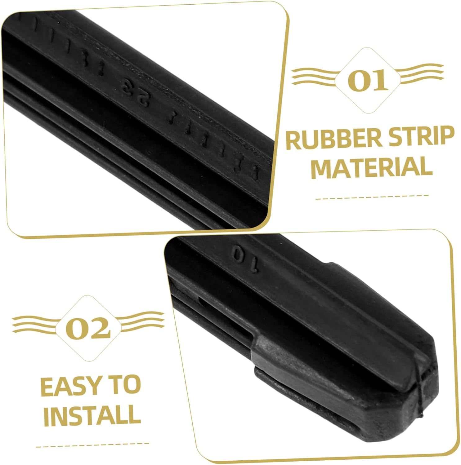 SOLUSTRE 2pcs Windshield Wiper Refills Fit Rain-resistant Strips for Wiper Blades Easy Installation for Car Models