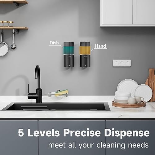 Miniatura 5 de AIKE Dispensador automático de jabón líquido para montaje en pared para el hogar y el baño comercial, 13.5 onzas, IPX7, impermeable, acero