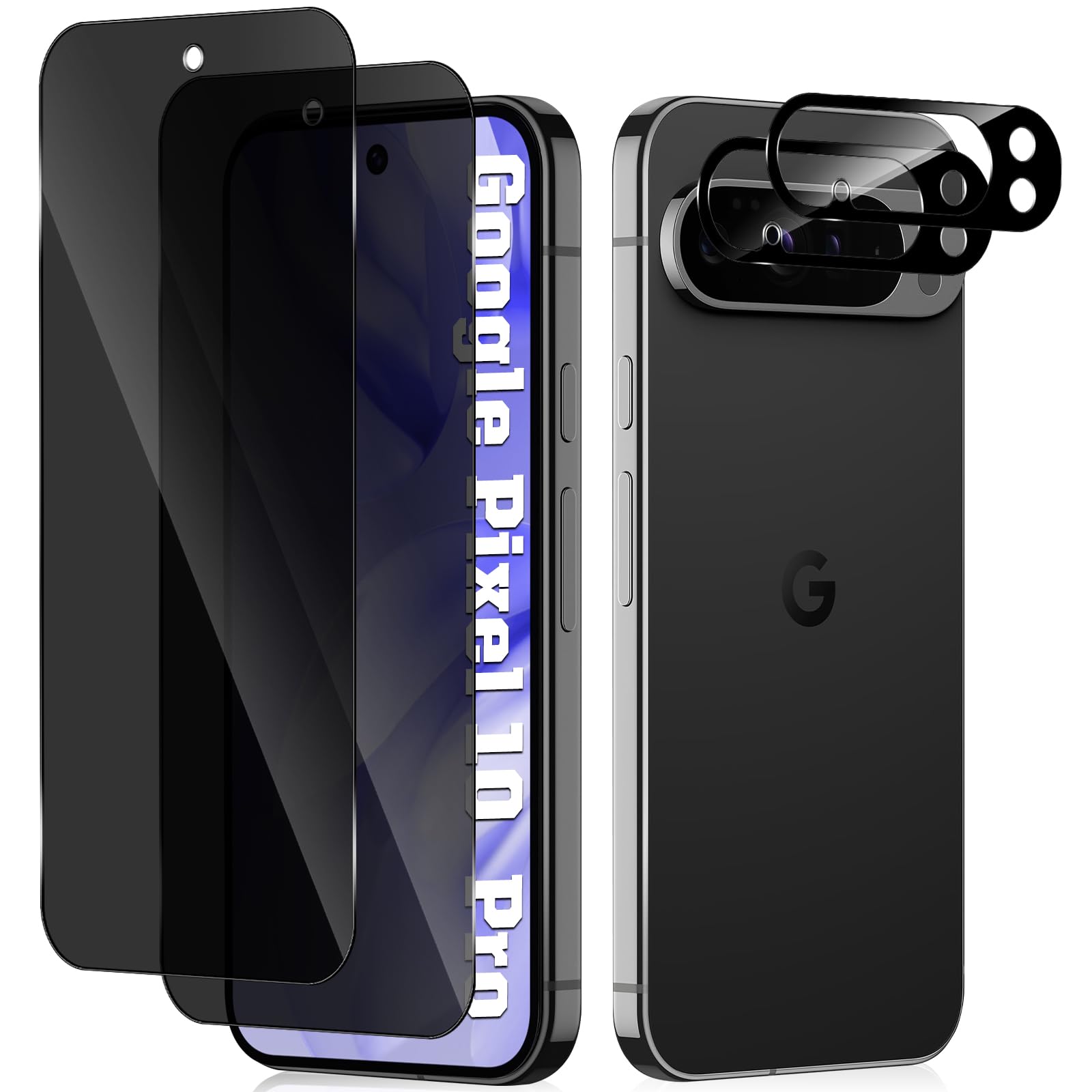 CeiLarv 覗き見防止フィルム Google Pixel 10 Pro 5G GEHN3 対応【2 * 覗き見防止フィルム + 2 * レンズ保護フィルム】露出オーバー防止 強化ガラス 9H硬度 液晶画面保護 国産旭硝子 スクリーンプロテクター カメラ保護 気泡ゼロ 高透過率 飛散防止 グーグル ピクセル10 Pro 5G G4QUR GN4F5 対応