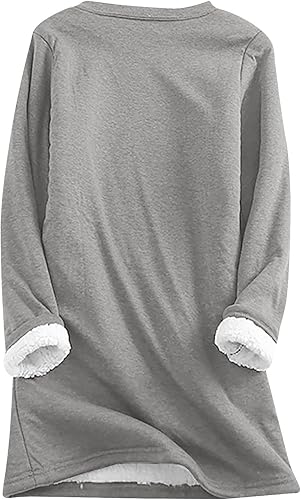 Miniatura 3 de Blczomt Women's Fleece Sweatshirts Crewneck Sherpa Lined Warm Pullover Winter Sports Long Sleeve Thermal Underwear Tops