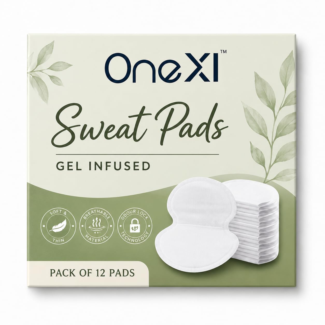 Onexi Disposable Underarm Sweat Pads for Men and Women, 24 Pads | Peel-off | Prevents Stains & Unpleasant Odour | Quick sweat absoption
