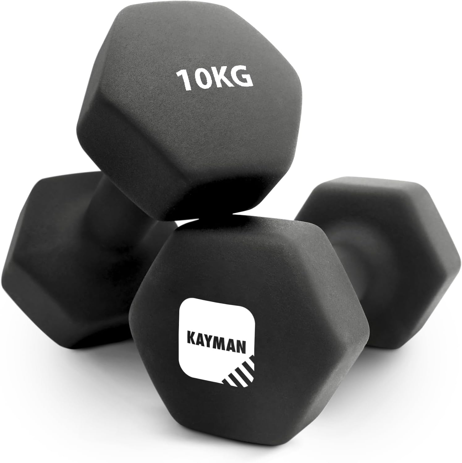 Neoprene Dumbbells Pair with Anti-Slip Grip,Hex Edges,Water-Resistant Surface & Workout Poster-Weight Set for Home, Gym & Fitness (1kg 2kg 3kg 4kg 5kg 6kg 8kg 10kg)