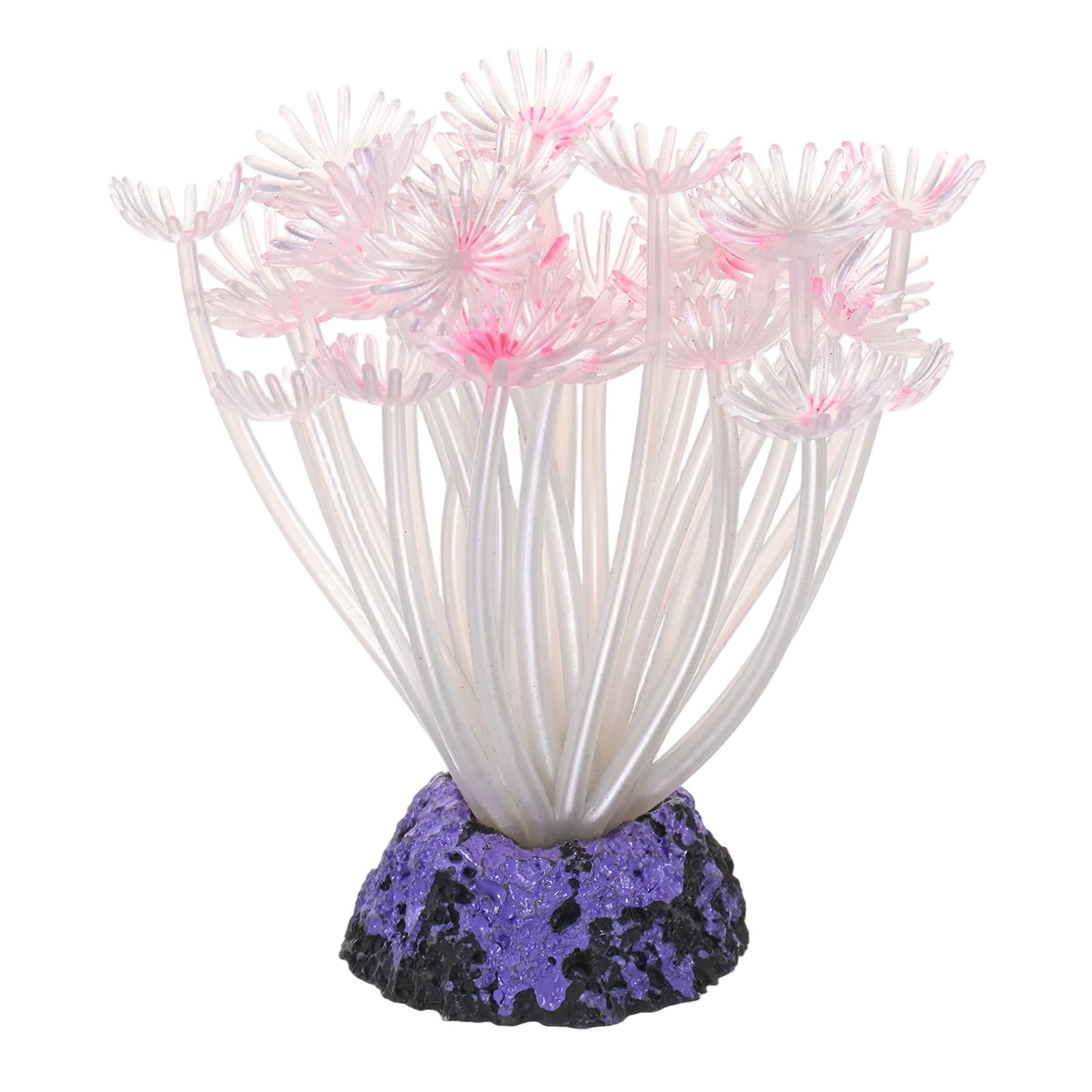 M METERXITY 1-Pack Artificial Sea Anemone Decor, Silicone Coral Aquarium Fish Tank Decoration for Freshwater and Saltwater Aquariums/Nano Setups, Fish Tank Ornament [White]