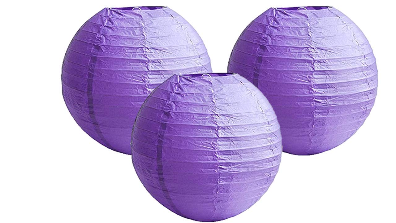 Paper Lanterns Mix Color Packs of 3 Round Paper Lanterns Lampshade Party Decorations (Purple, 14" (35 cm))