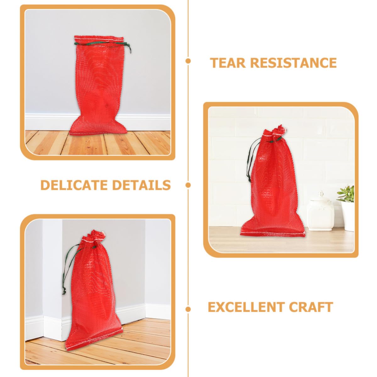 Genérico Bolsas, Almacenamiento en de Reutilizables Malla para Cordón Rojo 50 Gran Capacidad, Material Polipropileno, Ideales de Verduras y Mariscos Casa