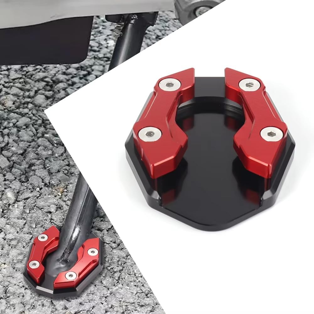 Woniyal Motorcycle Side Stand Extension Pad for NMAX155 NMAX125 NMAX 155 NMAX 125, Motorbike Kickstand Foot Base, Enlarged Plate, Aluminium Accessory,Red