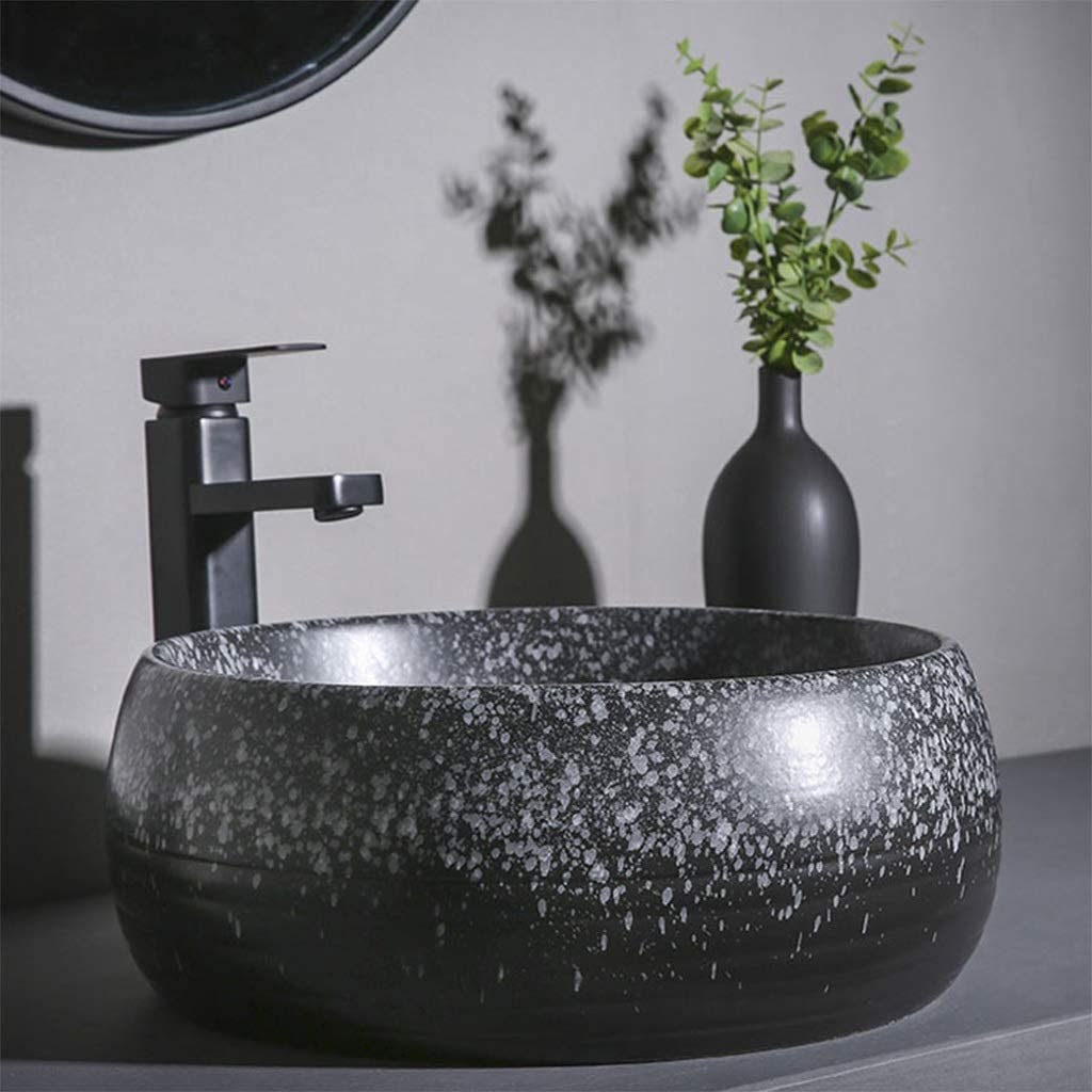 Szafka Pod Umywalkę Z Umywalką, Umywalka Łazienkowa, Umywalka Nablatowa, Blaty Umywalkowe, Artystyczny Wzór Gwieździstego Nieba, Okrągła Ceramiczna Umywalka, Zestaw 40 * 15 Cm