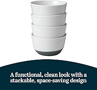 Vista 5 de Libbey Austin - Juego de 4 cuencos de ensalada de porcelana de 28 onzas, color azul basalto