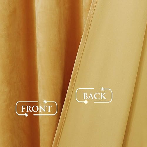Miniatura 3 de StangH Cortinas de terciopelo amarillo de 96 pulgadas Cortinas de privacidad de terciopelo para habitación de niños, cortinas de bloqueo de luz con