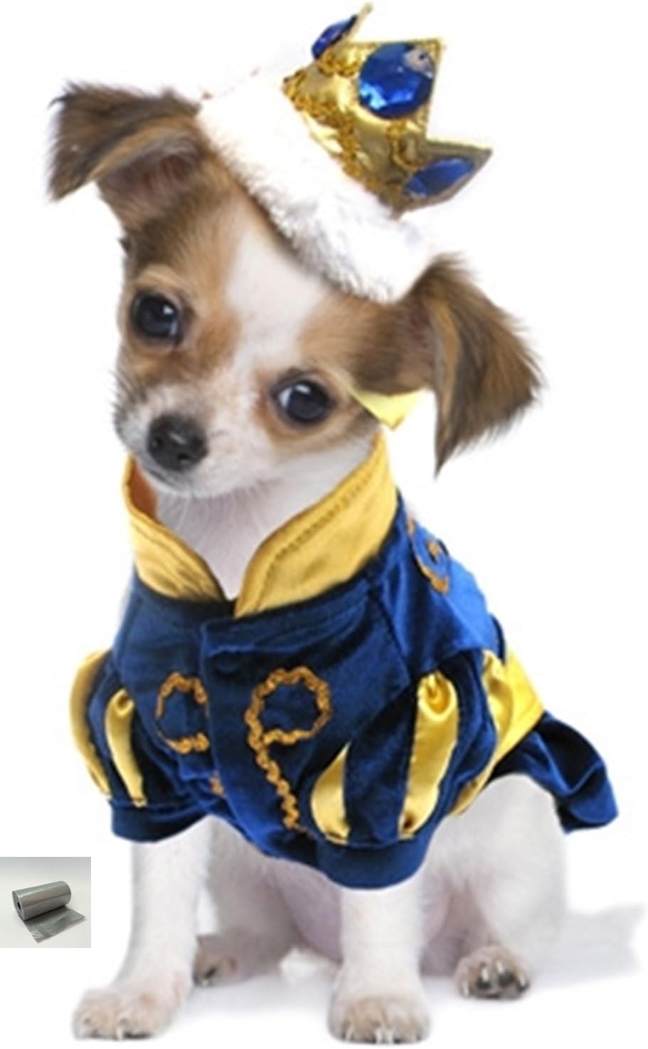 Majestic Fairy Tale Prince Dog Pet Costume Suit with Jeweled Crown Headpiece - Royal Blue – Includes pet Theme Accessory – for Dogs - Size (M – Chest 16-18.5”, Neck 12”, Back 12.5”, Royal Blue)