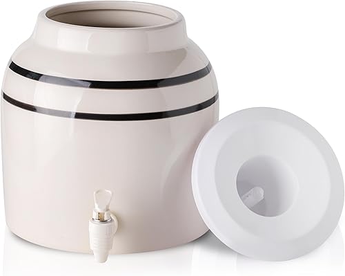 Dispensador de agua de cerámica de porcelana, grifo incluido, dispensador de jarra de agua para encimera, dispensador de bebidas heladas de