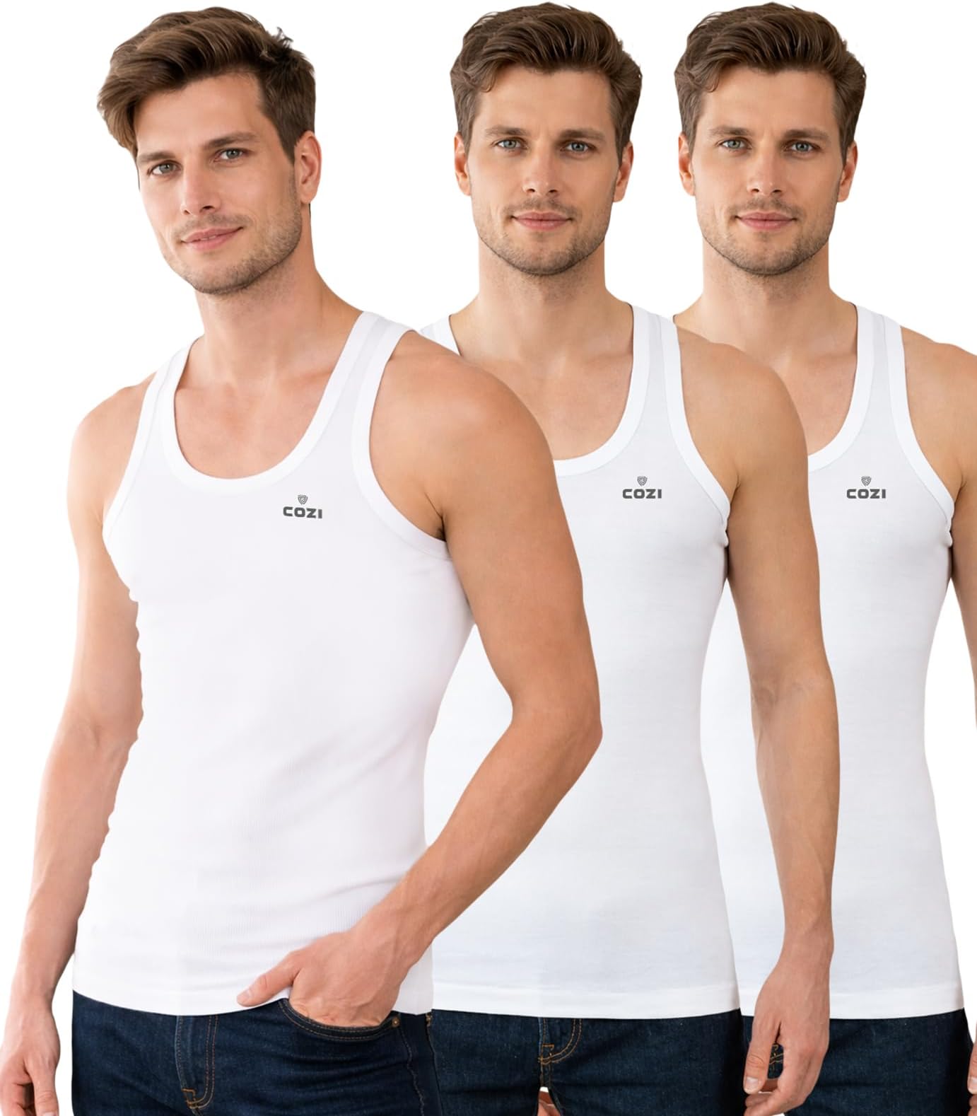 Men's Solid White Vest | Vest for Men | Pack of 3