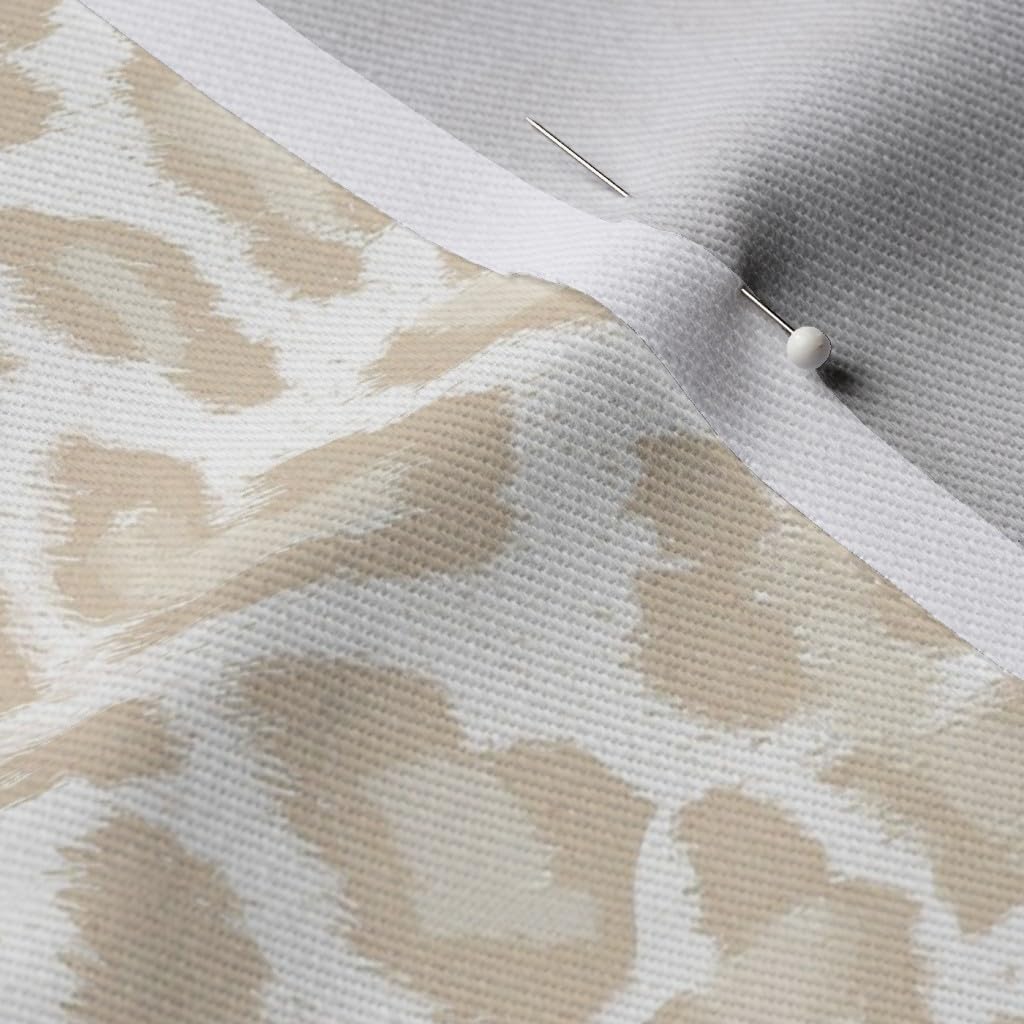 Spoonflower Fabric - Modern Animal Print Neutral Leopard Spot Beige and Tan Sophisticated Printed on Denim Fabric by The Yard - Bottomweight Apparel Home Decor Upholstery