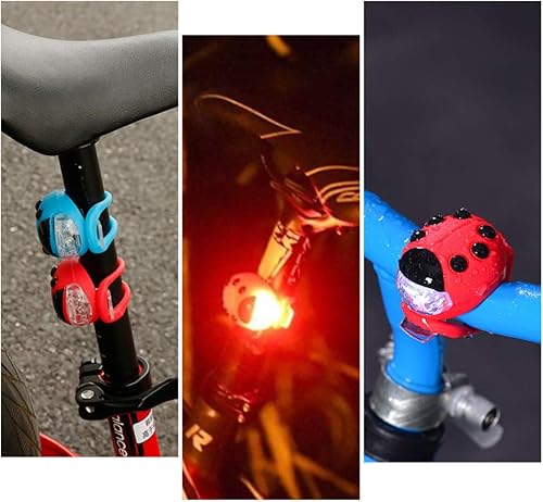 Miniatura 3 de BESPORTBLE Luz de mariquita para niños, luz delantera y trasera, faros delanteros y traseros de bicicleta, luz LED de silicona, luz trasera para