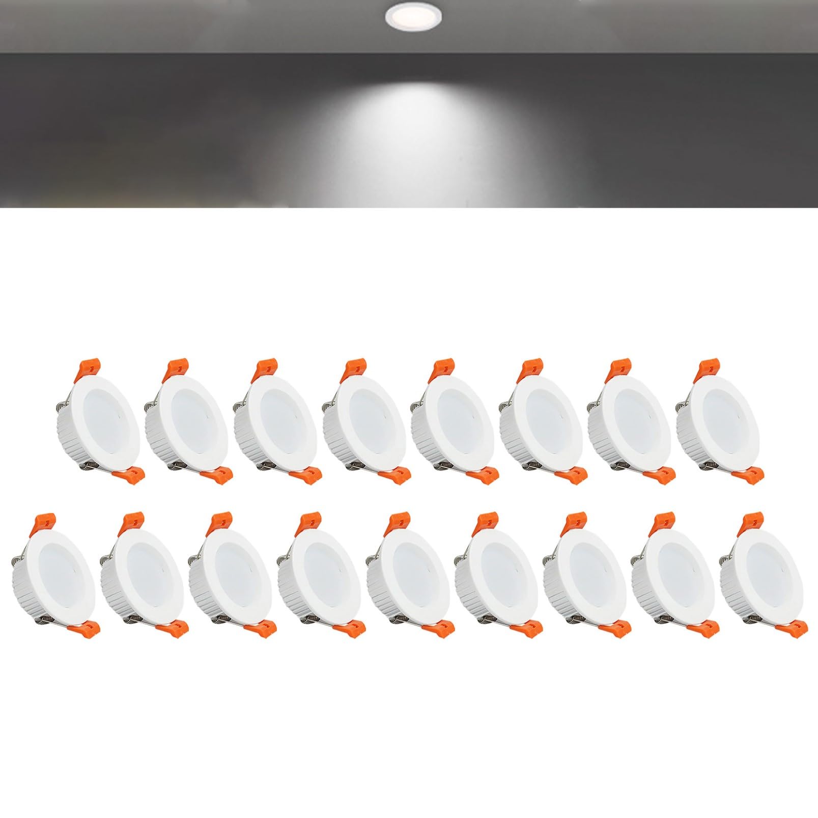TTiiLoe 5W Round LED Recessed Ceiling Spotlights, 6000K Cold White Ultra Slim Panel Ceiling Light, Cut Φ70-75mm, AC110-240V Downlights for Hallway Stairwell Showroom, 17 Pack