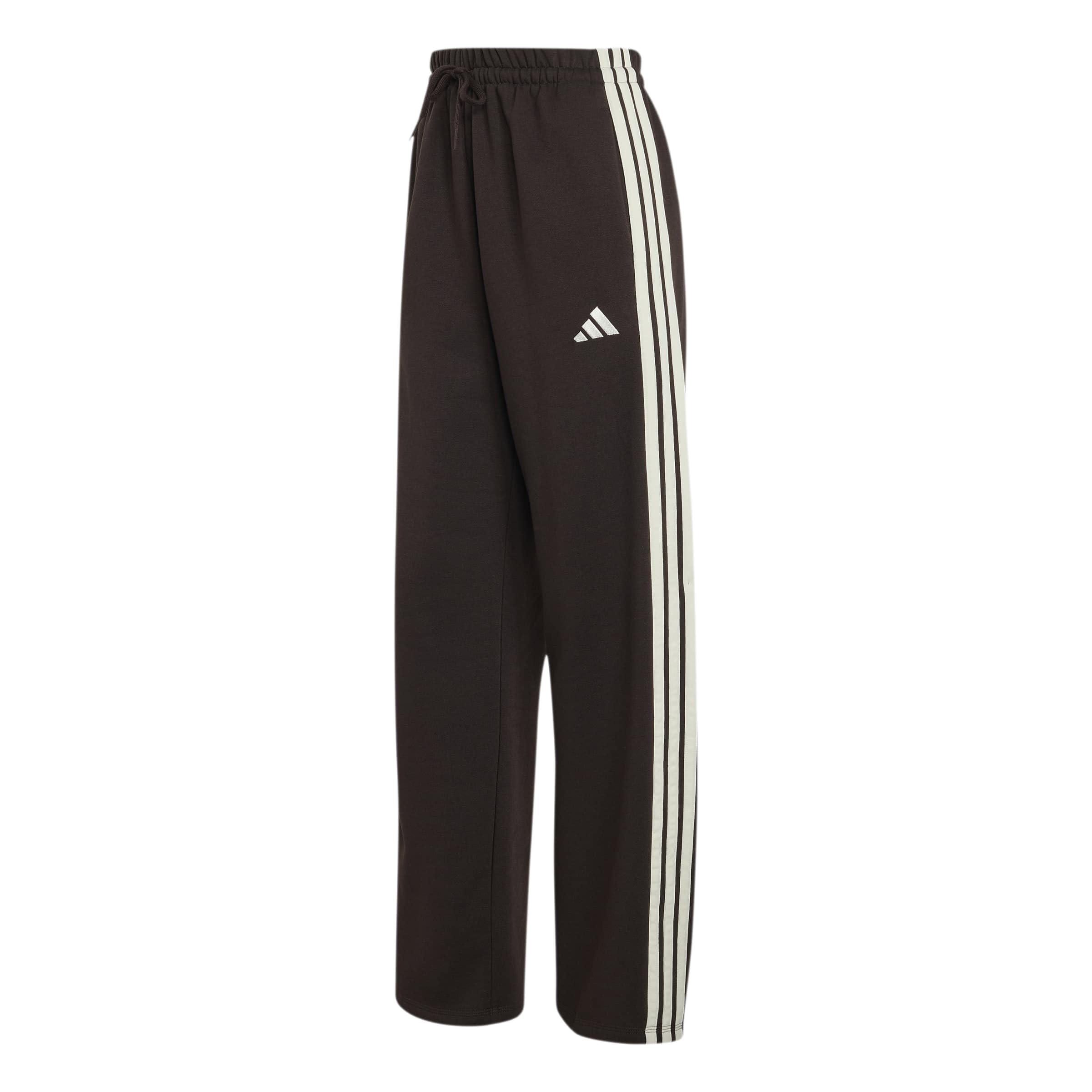 Adidas Sportswear Essentials 3 Stripes Fleece Wide Leg Trousers Women's Brown Extra Small