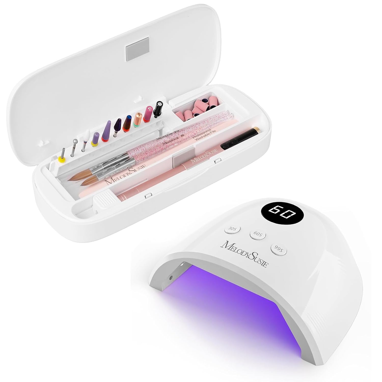 MelodySusie UV Nail Lamp, Plus30F UV Light for Gel Nails LED Nail Dryer with 3 Timer with Acrylic Nail Tool Storage Box
