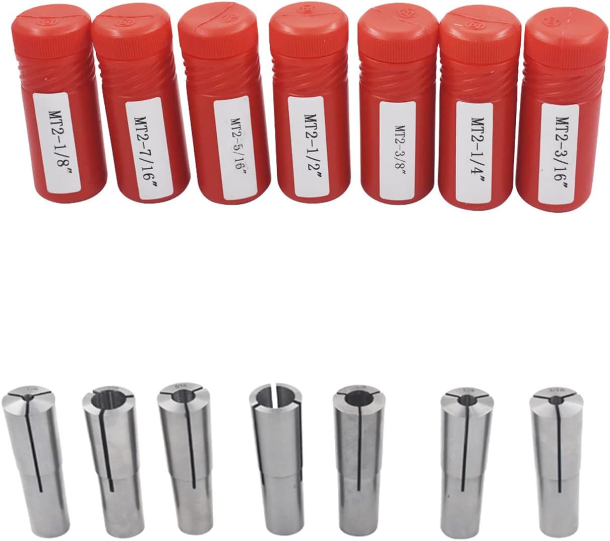 7 Pack Precision Collet Set 1/8 Inch-1/2 Inch MT2 Mill Chuck Holder
