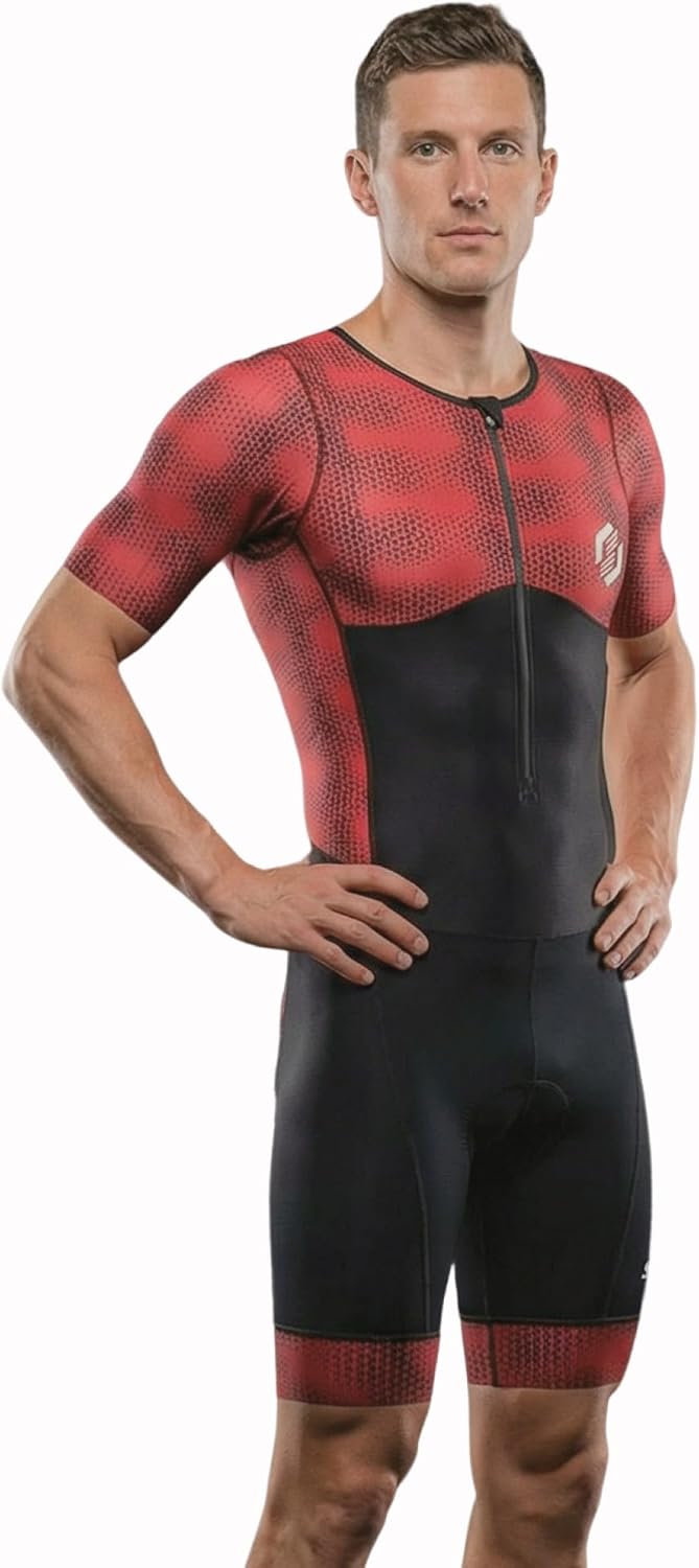 SLS3 Triathlon Suits Mens - Aerodynamic Sleeved Mens Tri Suit – Lightweight Trisuit with Premium FX Fabrics - 2 Pockets