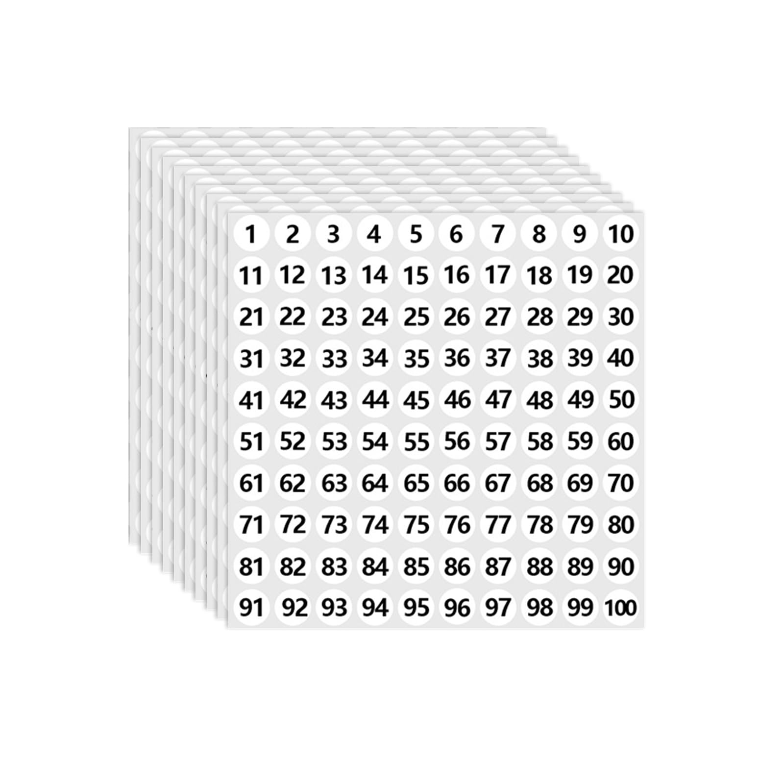 Takfree White Number Stickers Small, 30 Sheets Self Adhesive Small Numbers Stickers 1-100 Round Numbered Labels Sticker 10Mm For Office