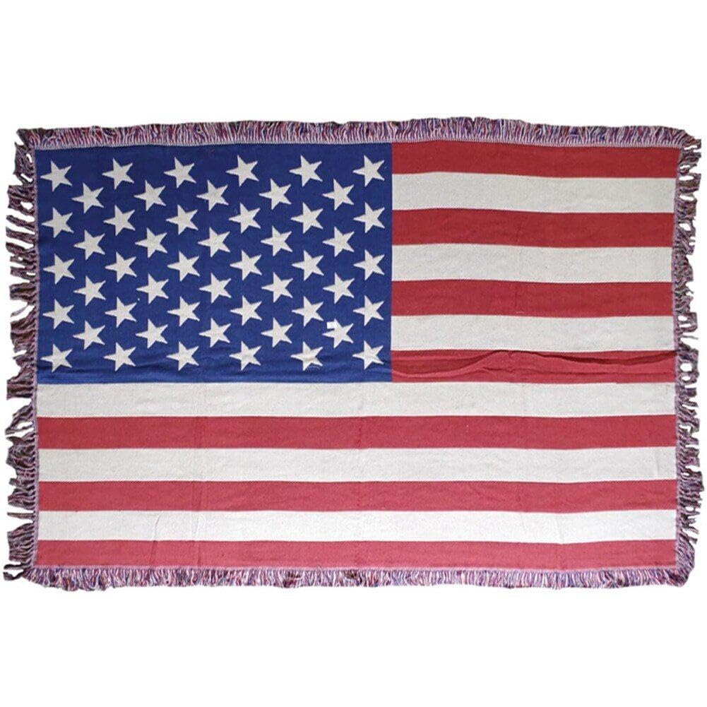 Couverture tricot de coton de qualité supérieure au design drapeau américain chic