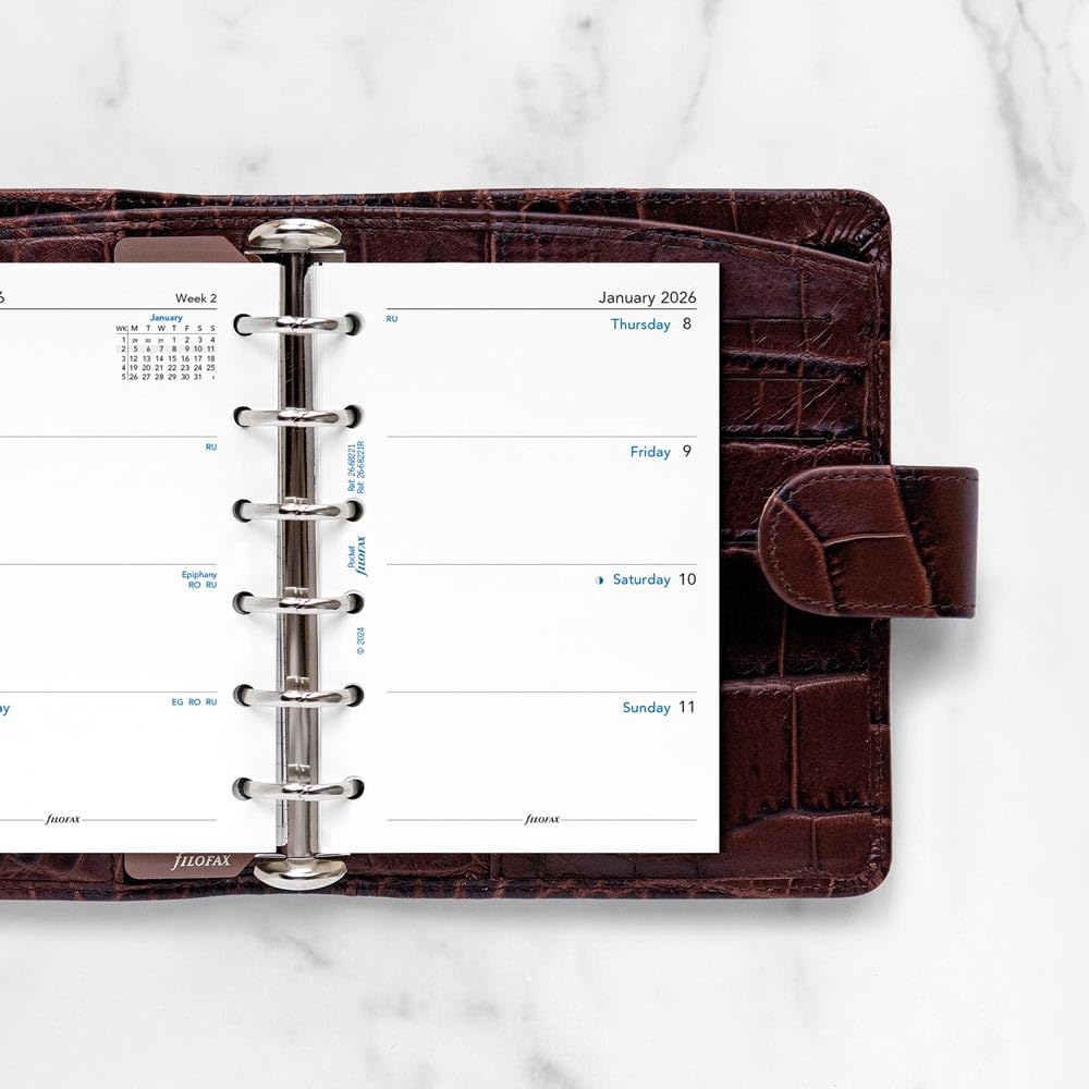 Filofax Taschenkalender 2026, 1 Woche auf 2 Seiten, englisch, 8,1 x 12 cm