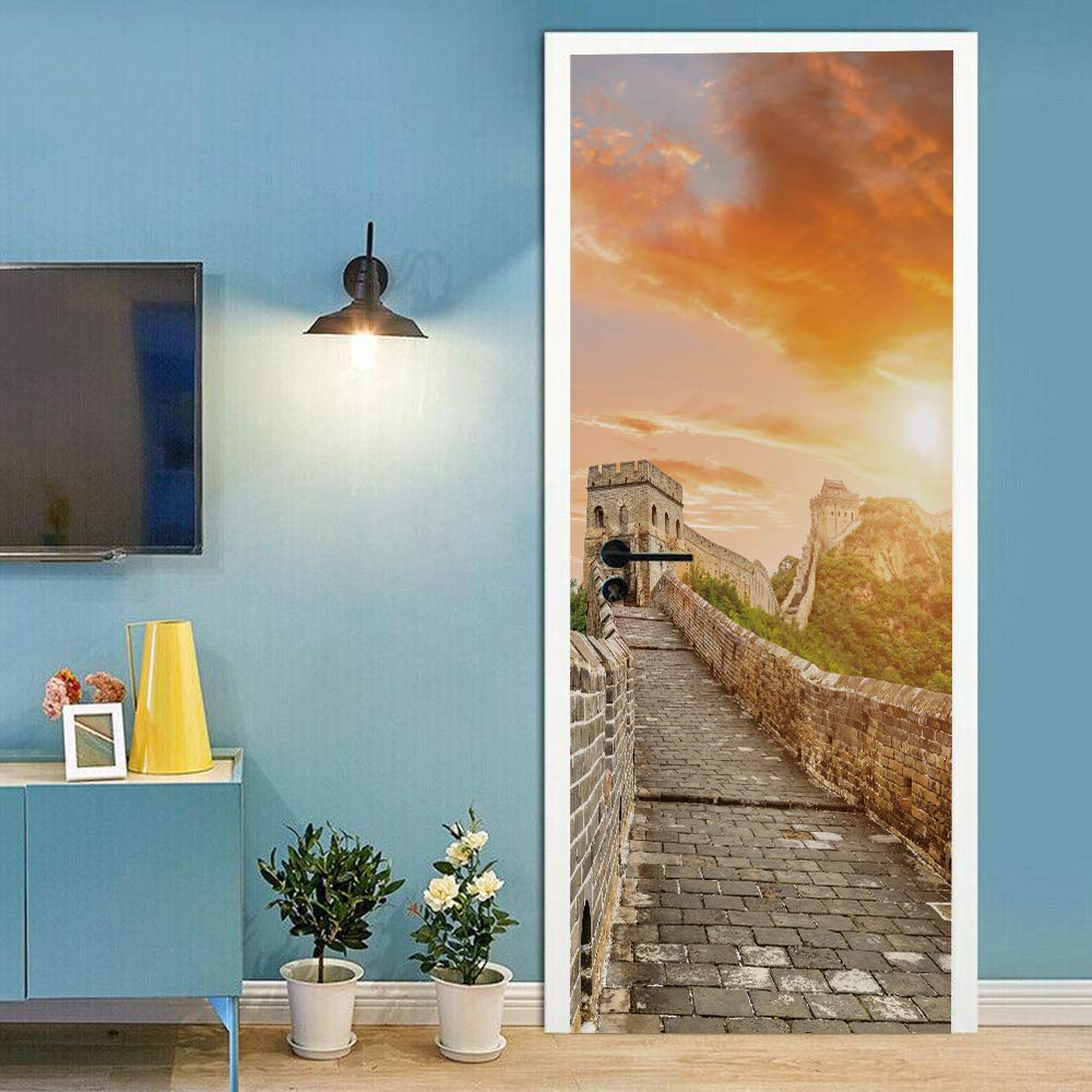Papier peint de porte paysage asiatique pour créer une évasion dans le salon