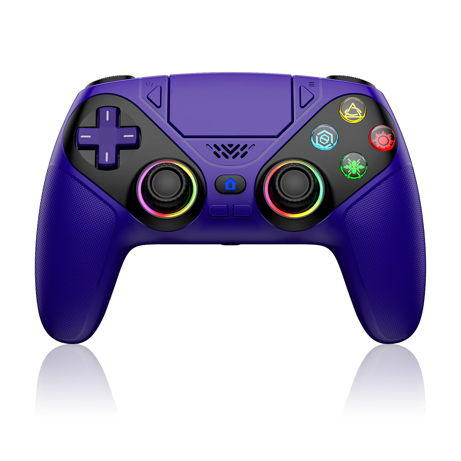 Lapezei RGB Wireless Controller für PS5/Slim/Pro/PC, Gamepad mit Rücktasten, Turbo, Makro, Lautsprecher, Dual-Vibration, 6-Achsen-Sensor, Touchpad and 3.5mm Audio Jack