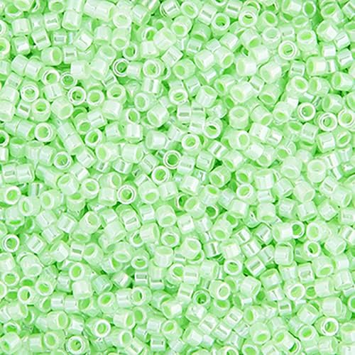 Miyuki Delica 11/0 Light Crystal Green Ceylon Lined-Dyed 50gms Bag of Japanese Glass Beads
