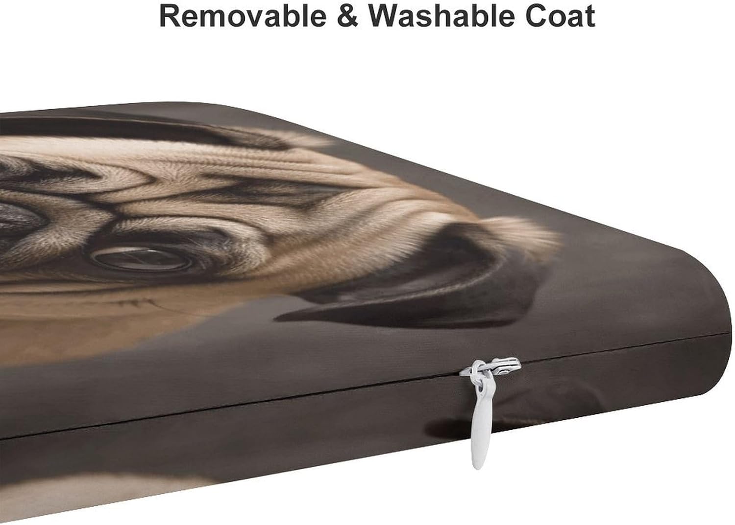 Animal Pug Dog Chair Cushion Memory Foam Breathable Chair Pads Square Large Pillows Seating Comfort Meditation Floor Pillow Car Seat Cushion for Indoor/Outdoor Chairs