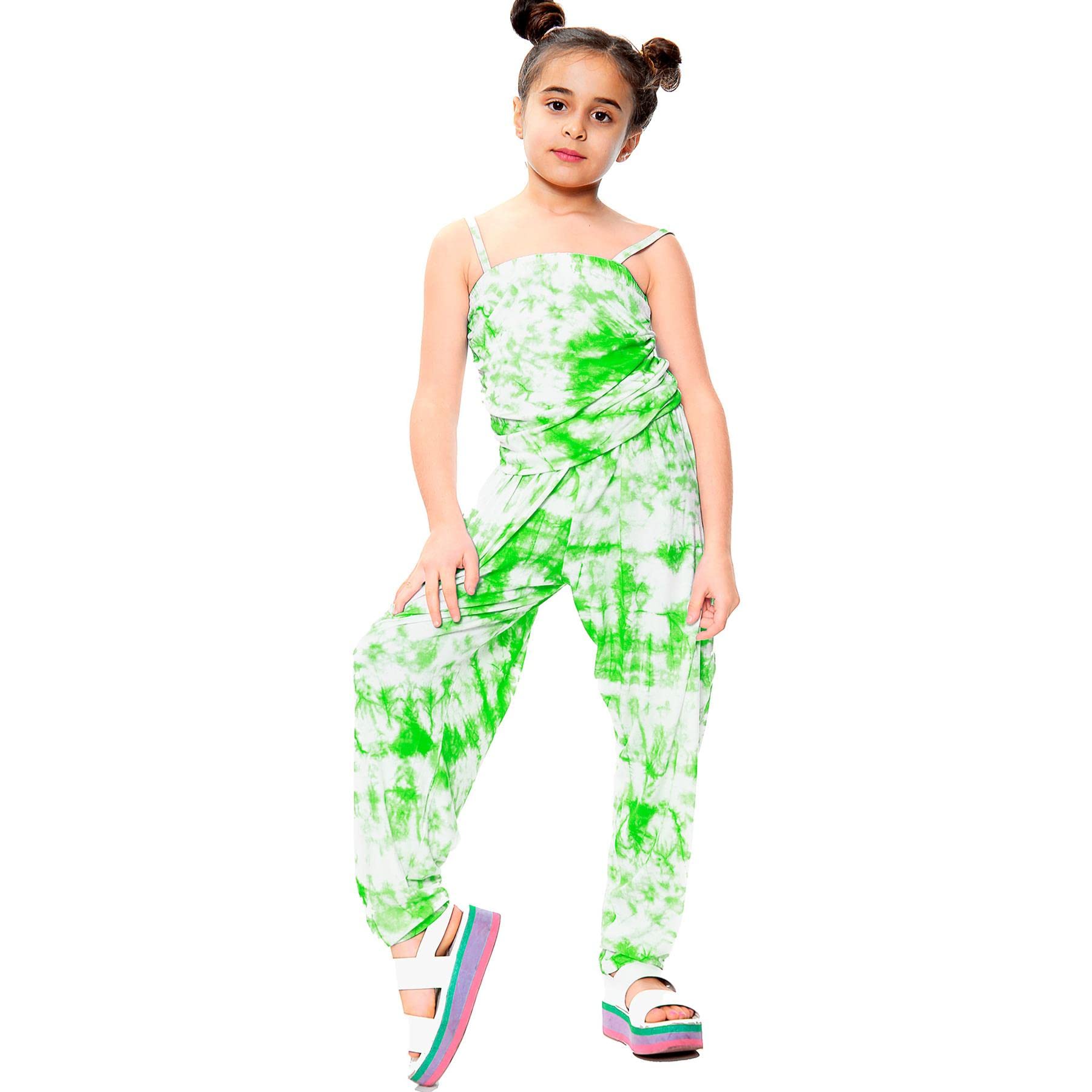 Enterizo para niñas A2Z 4 Kids con estampado de teñido anudado verde neón para moda casual 7