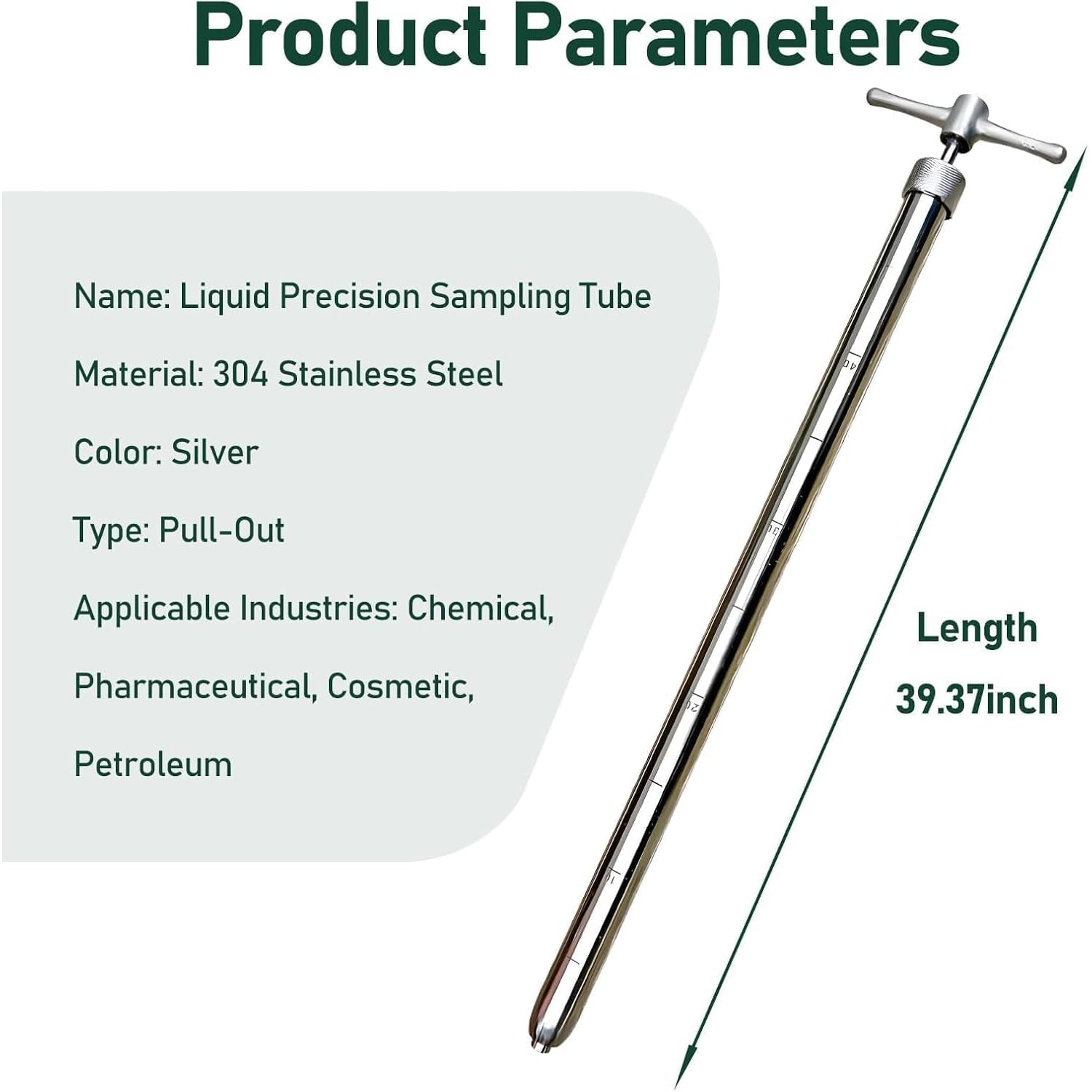 Tubo campionatore liquido in acciaio inossidabile 304, campionatore di ladri di tamburi con marcature di scala, campionamento liquido viscoso ad alta temperatura per laboratori e scuole