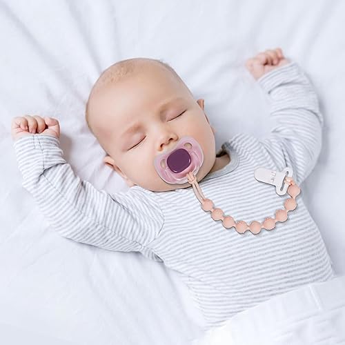 Miniatura 7 de Soporte de clip de silicona para chupete de una pieza, paquete de 4 correas flexibles para paci, clips Binky con texturas para bebés, niños y niñas,