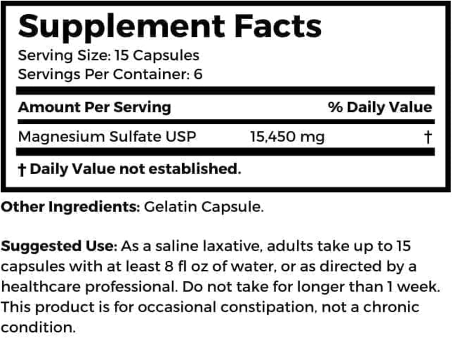 Dr. Clark Store Magnesium Sulfate USP (Epsom Salt) 1030mg, 100 Gelatin Capsules for Daily Digestive Support, Occasional Constipation Relief, and Foundational Systemic Wellness for Adults, Made in USA