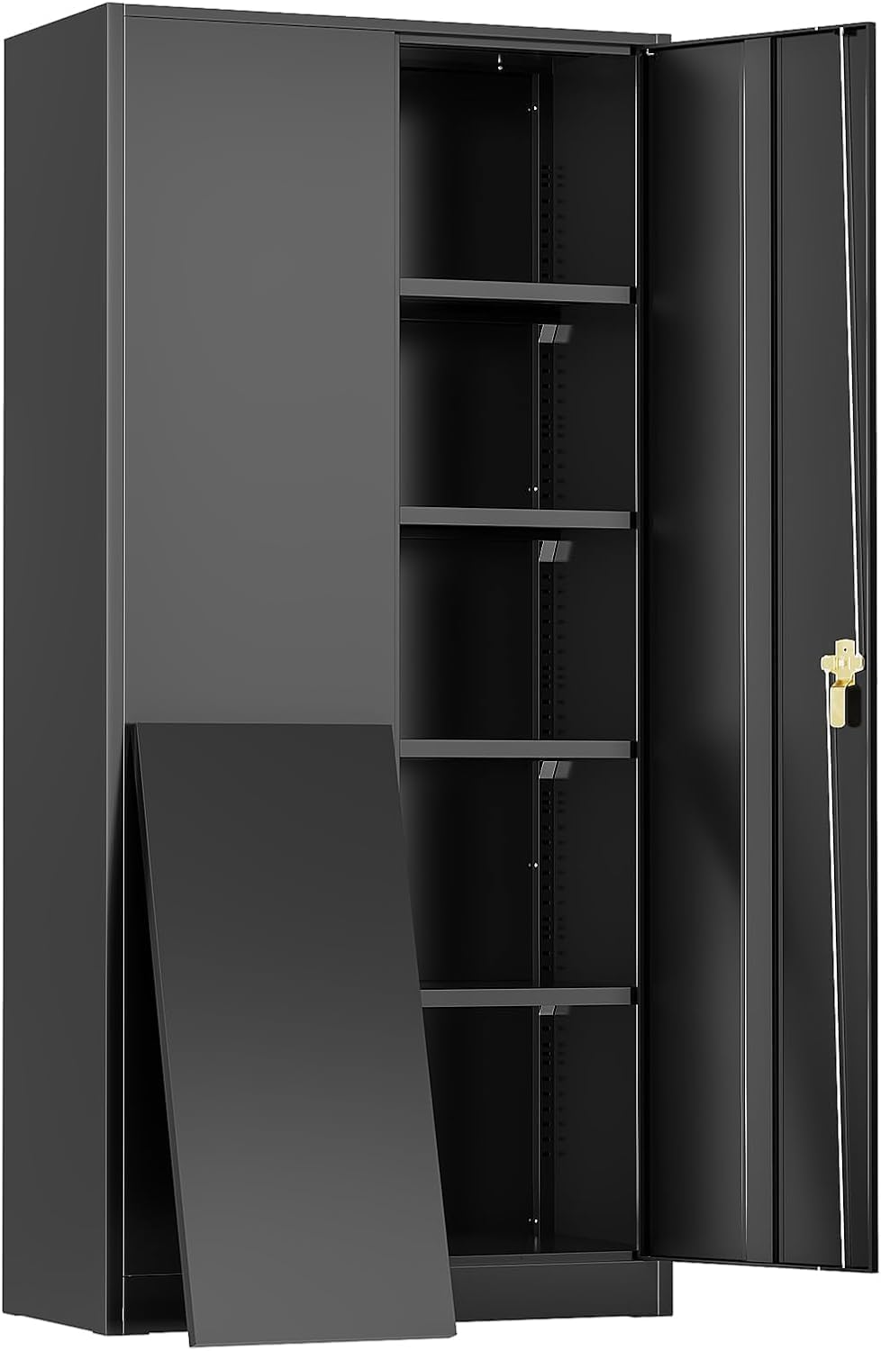 SUNCROWN Metal Storage Cabinets with Lock, Tool Cabinet, 72" Locking Steel Storage, Tall Locker Organizer Garage Cabinets with 2 Doors and 4 Shelves for Home,Garage,Office,School, Garage, Black
