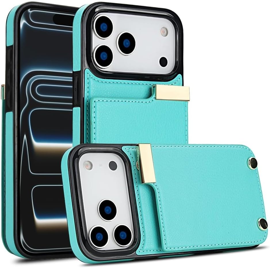 Organ Card Holder Wallet Case for iPhone 17/17 Air/17 Pro/17 Pro Max, Stylish Leather Shockproof Cover, Strong Magnet & Anti-Scratch Design(White,17)