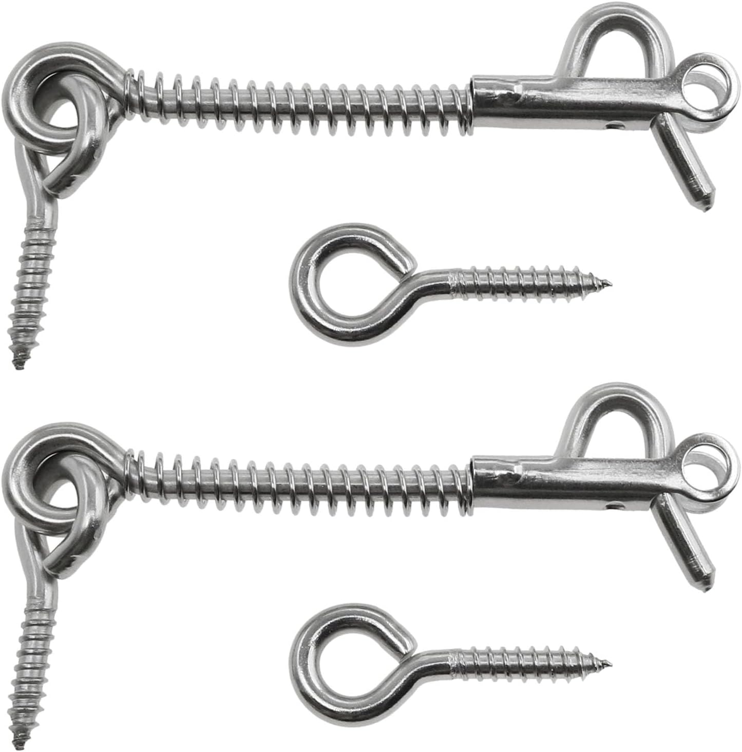 2 PCS Stainless Steel Spring Hook and Eye Safety Latch 3 Inch Hook and Eye Safety Latch for Home Farm or Camping Trailers
