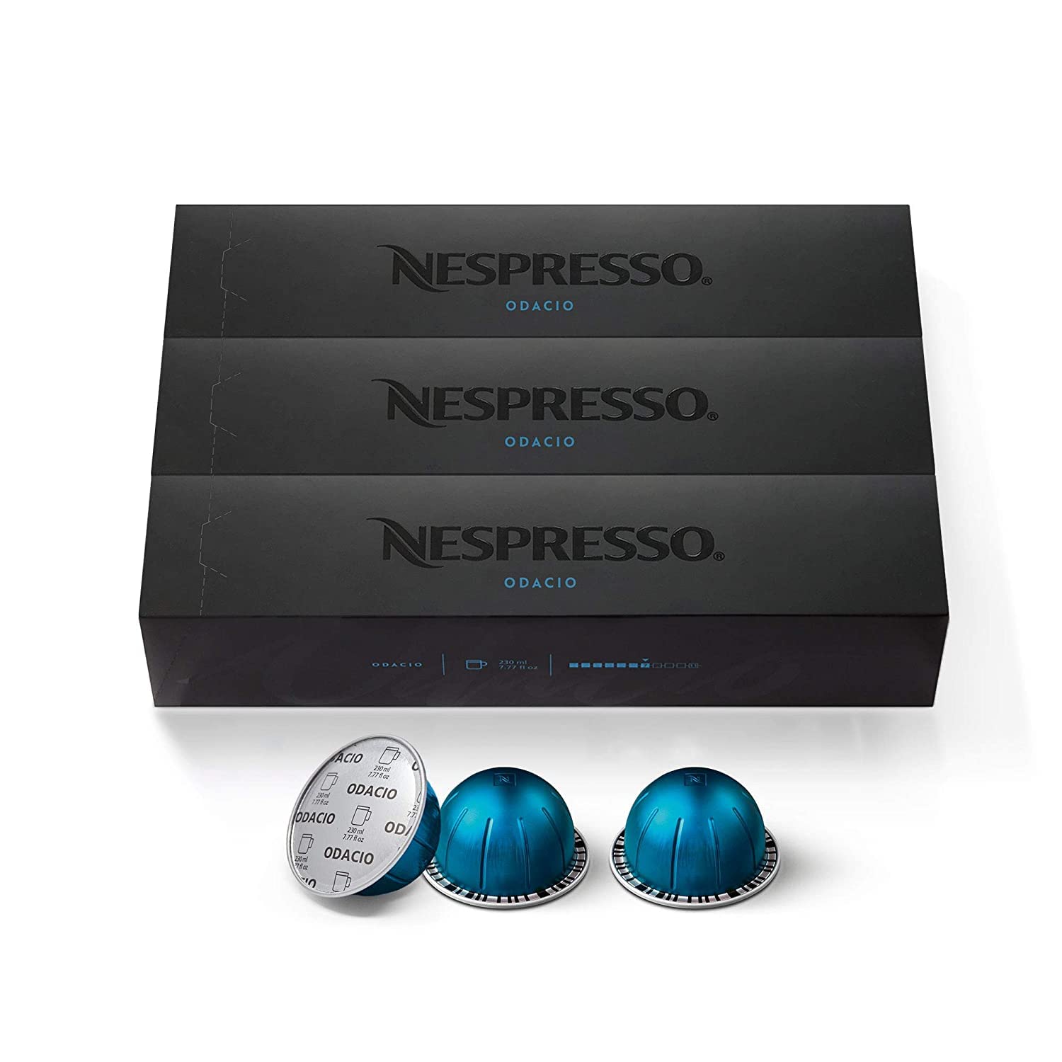 Kapsułki Nespresso VertuoLine, Odacio, Ciemna prażona kawa, 30 kapsułek, 230 ml & Kapsułki VertuoLine, Podwójne Ciemne Espresso Kawa, 30 kapsułek, 80 ml
